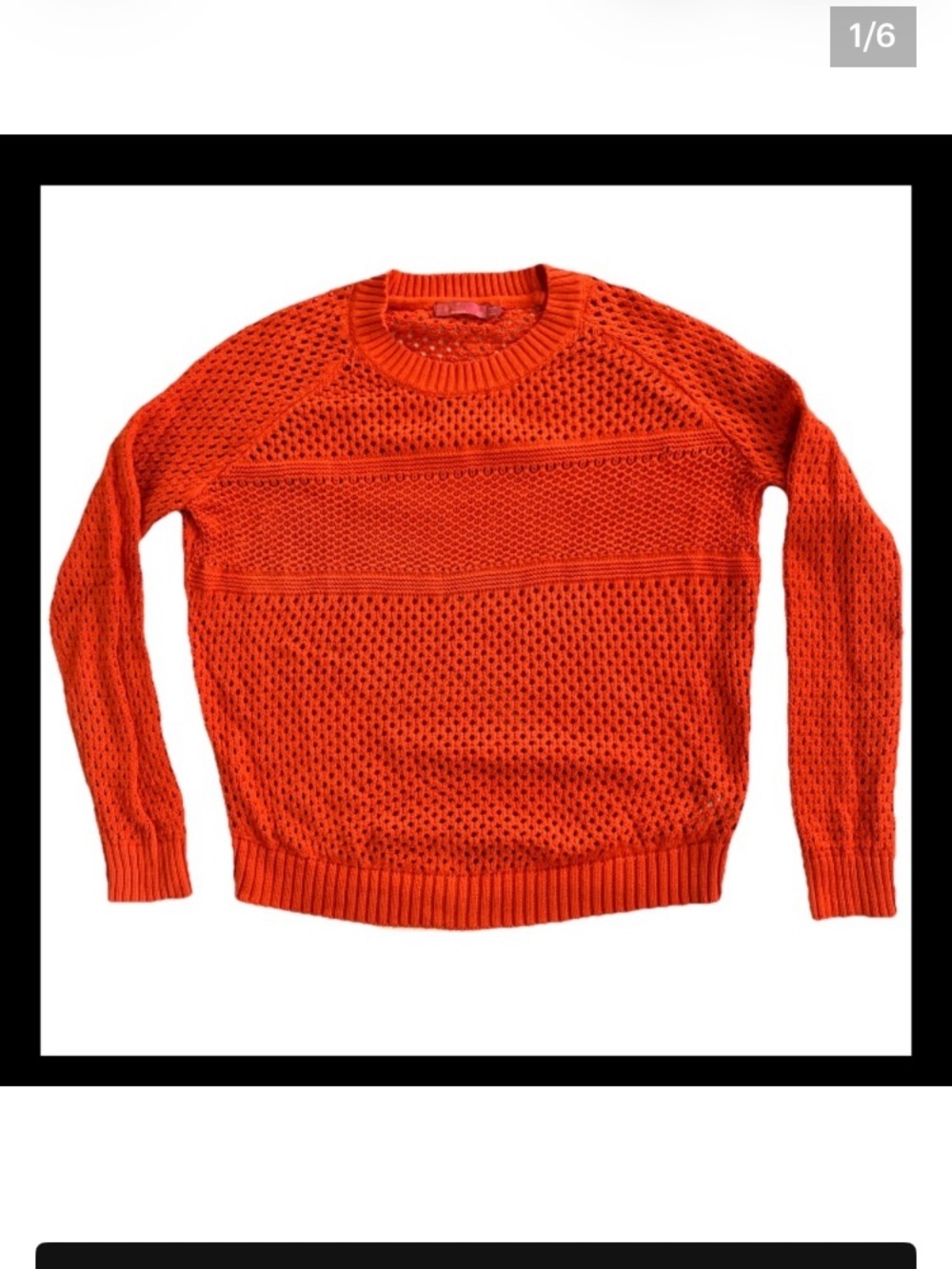 Women's Orange Open-Knit organic cotton Crewneck Sweater